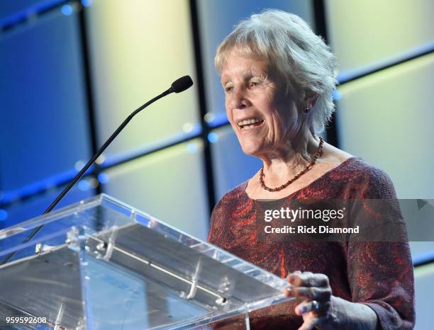 Sandra Chapin speaks onstage during the Music Biz 2018 Awards Luncheon for the Music Business Association on May 17, 2018 in Nashville, Tennessee.