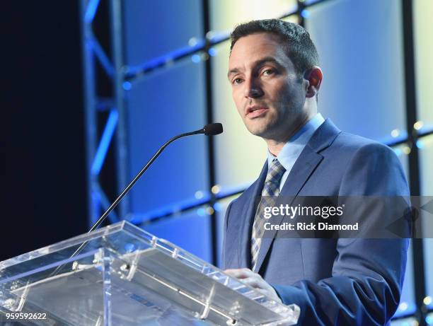 Chairman of Music Biz, Fred Beteille speaks onstage during the Music Biz 2018 Awards Luncheon for the Music Business Association on May 17, 2018 in...
