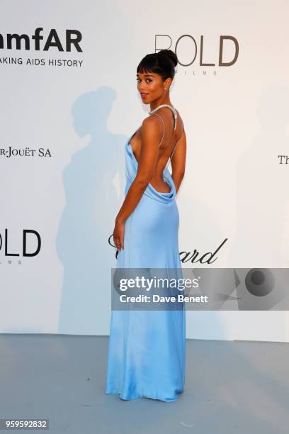 Laura Harrierr arrives at the amfAR Gala Cannes 2018 at Hotel du Cap-Eden-Roc on May 17, 2018 in Cap d'Antibes, France.