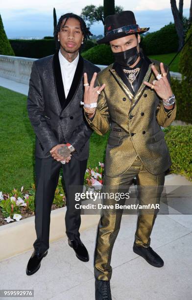 Tyga and Alec Monopoly arrive at the amfAR Gala Cannes 2018 at Hotel du Cap-Eden-Roc on May 17, 2018 in Cap d'Antibes, France.