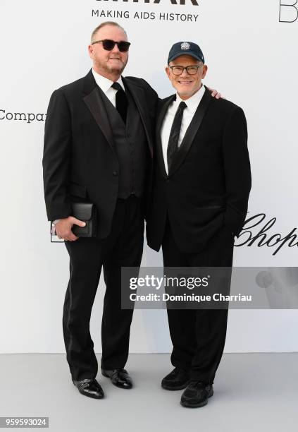 Kevin Robert Frost and Bill Roedy arrive at the amfAR Gala Cannes 2018 at Hotel du Cap-Eden-Roc on May 17, 2018 in Cap d'Antibes, France.