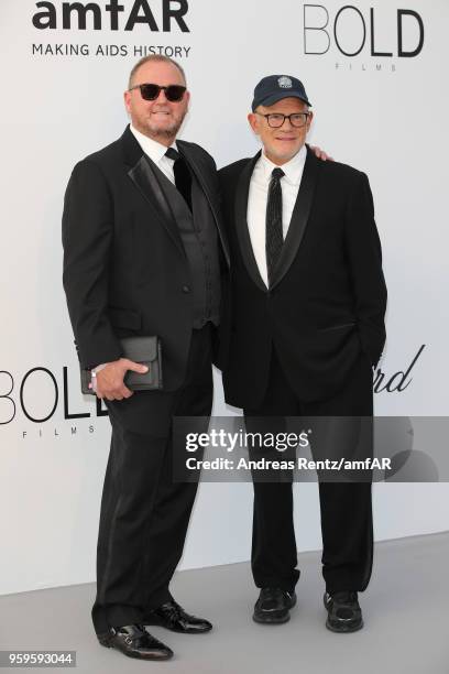 Kevin Robert Frost and Bill Roedy arrive at the amfAR Gala Cannes 2018 at Hotel du Cap-Eden-Roc on May 17, 2018 in Cap d'Antibes, France.