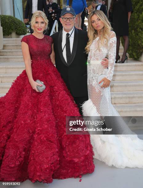 Hofit Golan, Bill Roedy and Erika Pelosini arrive at the amfAR Gala Cannes 2018 at Hotel du Cap-Eden-Roc on May 17, 2018 in Cap d'Antibes, France.