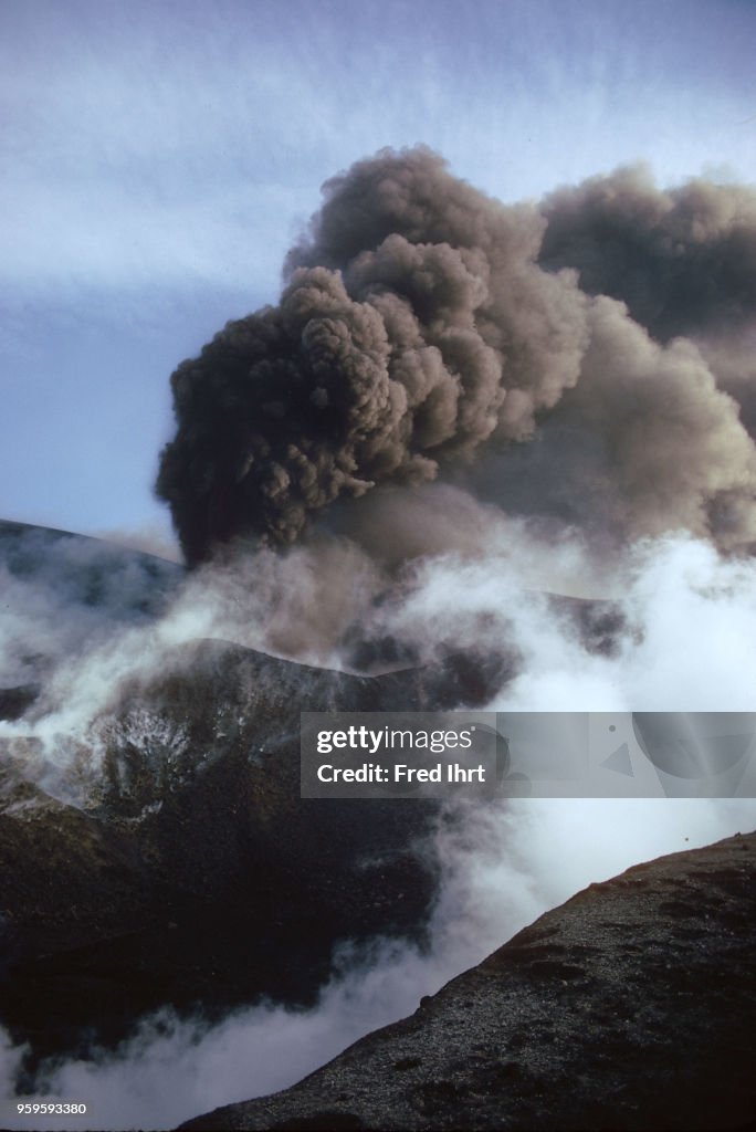 Volcano eruption on Heimaey Island in Iceland on 23 January...