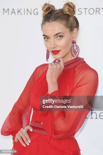 Alina Baikova arrives at the amfAR Gala Cannes 2018 at Hotel du Cap-Eden-Roc on May 17, 2018 in Cap d'Antibes, France.