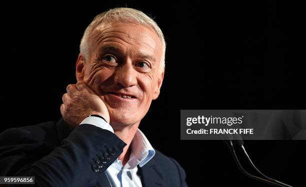 France's football team head coach Didier Deschamps takes part in the broadcast news of French TV channel TF1 in Boulogne-Billancourt, outside Paris,...