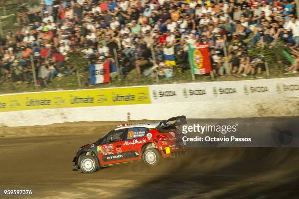 Kris Meeke of Great Britain and Paul Nagle of Ireland compete in their Citroen Total Abu Dhabi WRT Citroen C3 WRC during the SSS1 Lousada of the WRC...