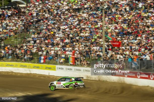 Pontus Tidemand of Sweden and Jonas Andersson of Sweden compete in their Skoda Motorsport Skoda Fabia R5 during the SSS1 Lousada of the WRC Portugal...