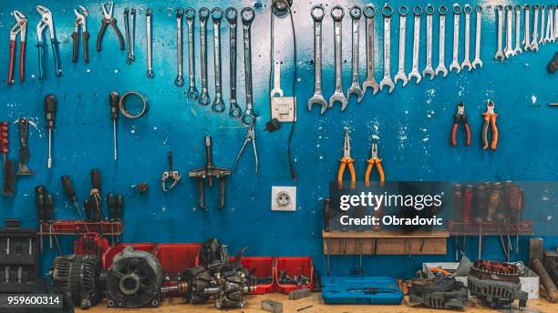 wrenches set in the workshop - garden tools stock pictures, royalty-free photos & images