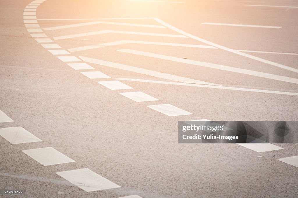 Angled view of empty wide street in Europe