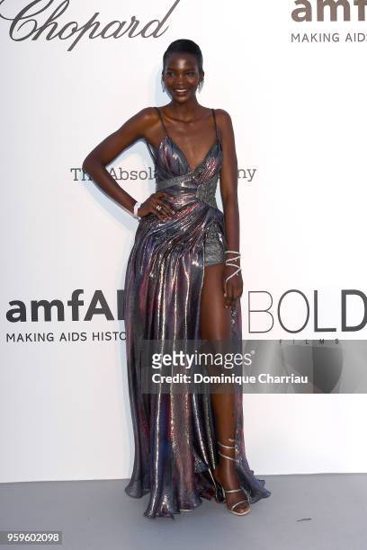 Aamito Lagum arrives at the amfAR Gala Cannes 2018 at Hotel du Cap-Eden-Roc on May 17, 2018 in Cap d'Antibes, France.