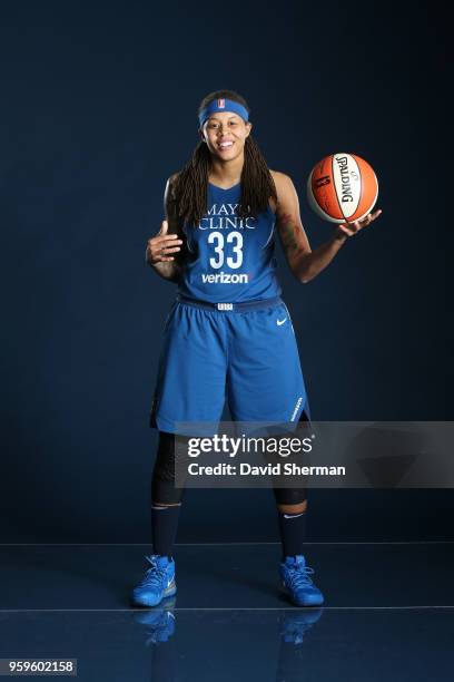 May 16: Seimone Augustus of the Minnesota Lynx poses for a portrait during 2018 Media Day on May 16, 2017 at Target Center in Minneapolis, Minnesota....