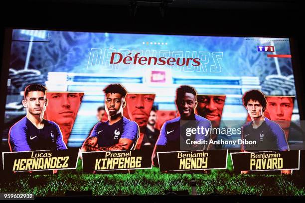 Illustration picture of the list during the press conference to annonce the list of players for World Cup 2018 at TF1 on May 17, 2018 in...