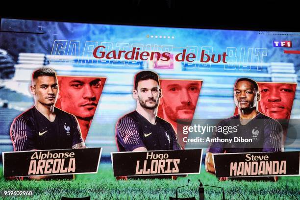 Illustration picture of the list during the press conference to annonce the list of players for World Cup 2018 at TF1 on May 17, 2018 in...