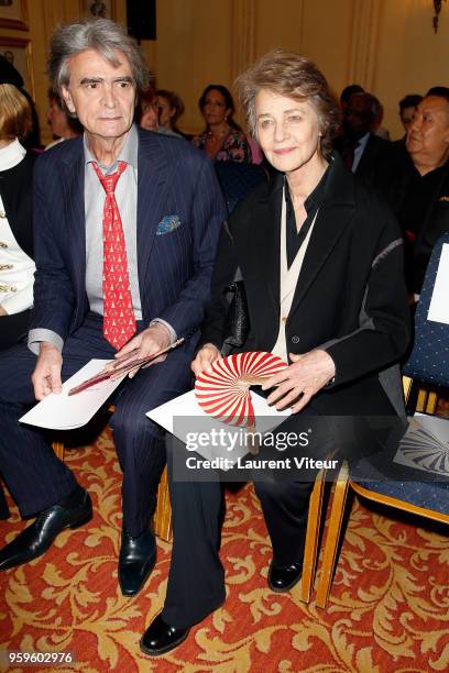 Professor Mario Christian Meyer and Actress Charlotte Rampling attend the "Eric Raisina's Fashion Show" at Millenium Hotel Paris Opera on May 17,...