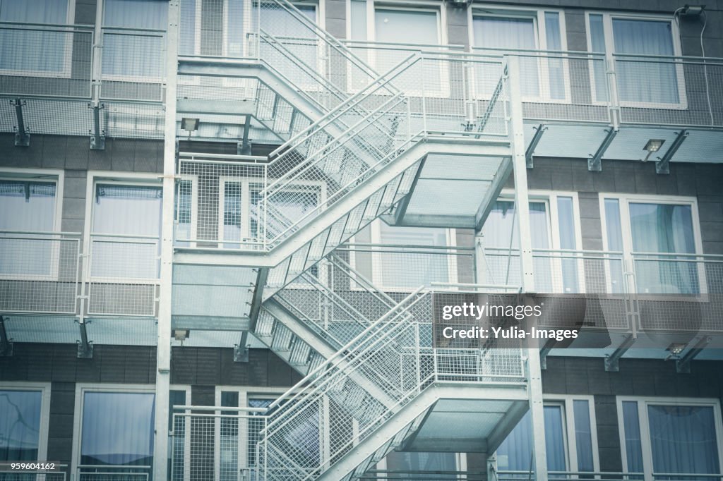 Low angle view of emergency stairs