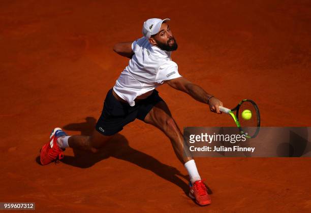 Benoit Paire of France in action against Marin Cilic of Croatia during day five of the Internazionali BNL d'Italia 2018 tennis at Foro Italico on May...