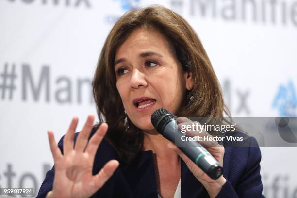 Margarita Zavala, Independent party presidential candidate, speaks during a conference as part of the 'Dialogues: Mexico Manifesto' Event at Hilton...