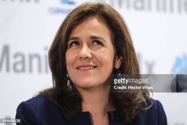 Margarita Zavala, Independent party presidential candidate, gestures during a conference as part of the 'Dialogues: Mexico Manifesto' Event at Hilton...