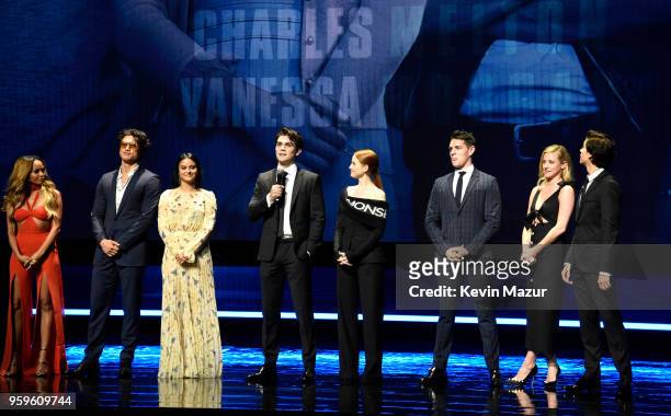 The cast of "Riverdale" speak on stage during The CW Network's 2018 upfront at New York City Center on May 17, 2018 in New York City.