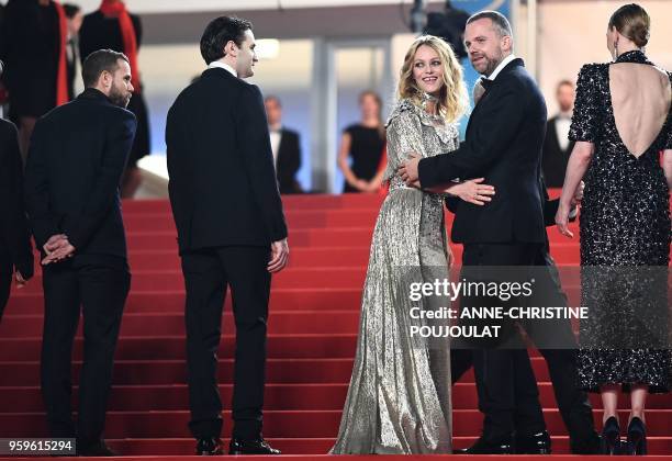 French actress Vanessa Paradis and French director Yann Gonzalez arrive on May 17, 2018 with French music composer Anthony Gonzalez , French actor...