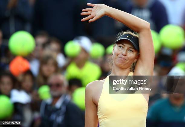 Maria Sharapova of Russia celebrates after her match against Daria Gavrilova of Australia during day five of the Internazionali BNL d'Italia 2018...