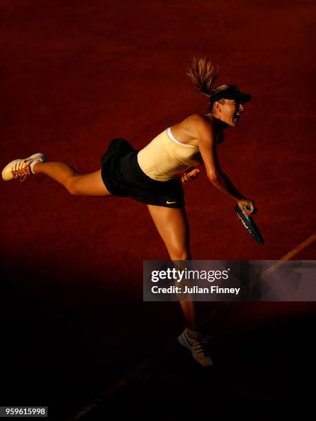 Maria Sharapova of Russia in action in her match against Daria Gavrilova of Australia during day five of the Internazionali BNL d'Italia 2018 tennis...