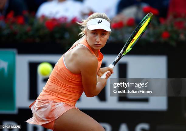 Daria Gavrilova of Australia in action in her match against Maria Sharapova of Russia during day five of the Internazionali BNL d'Italia 2018 tennis...