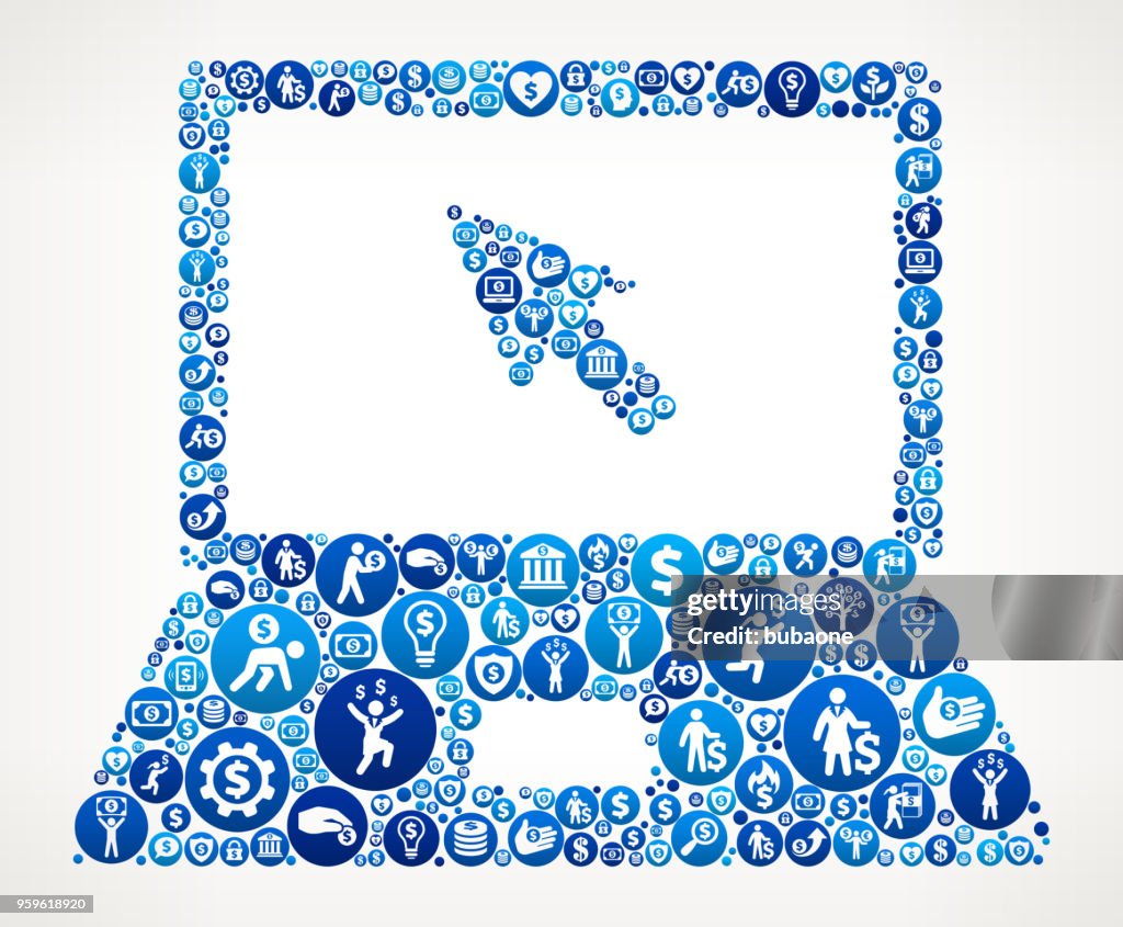 Laptop Money Blue Icon Pattern Background