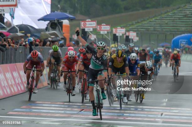Arrival / Sam Bennett of Ireland and Team Bora-Hansgrohe / Celebration / during the 101st Tour of Italy 2018, Stage 12 a 214km stage from Osimo to...