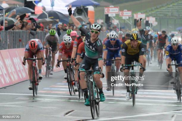 Arrival / Sam Bennett of Ireland and Team Bora-Hansgrohe / Celebration / during the 101st Tour of Italy 2018, Stage 12 a 214km stage from Osimo to...