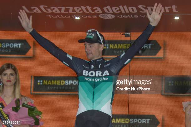 Arrival / Sam Bennett of Ireland and Team Bora-Hansgrohe / Celebration on podium during the 101st Tour of Italy 2018, Stage 12 a 214km stage from...