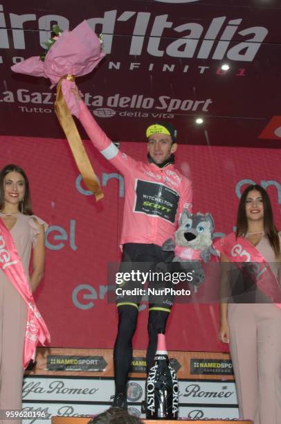 Simon Yates of Great Britain and Team Mitchelton-Scott Pink Leader Jersey / Celebration on podium during the 101st Tour of Italy 2018, Stage 12 a...