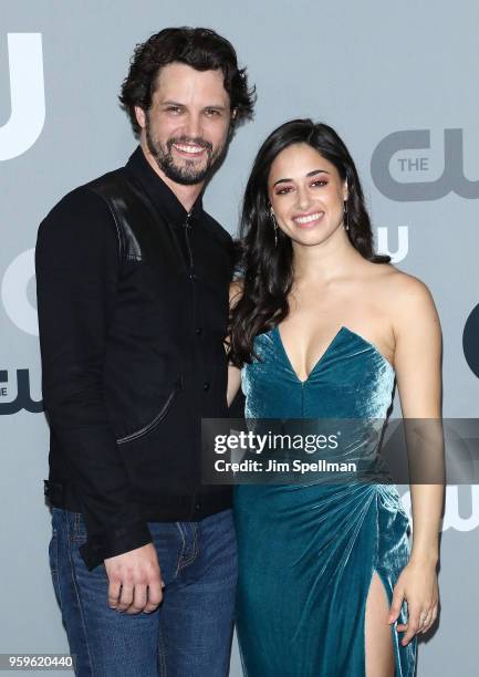 Actors Nathan Parsons and Jeanine Mason attend the 2018 CW Network Upfront at The London Hotel on May 17, 2018 in New York City.
