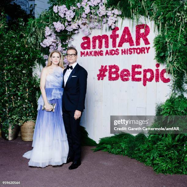 Gabriel Macht and Jacinda Barrett attend the amfAR Gala Cannes 2018 Studio at Hotel du Cap-Eden-Roc on May 17, 2018 in Cap d'Antibes, France.