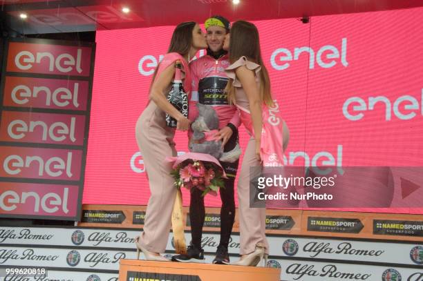 Simon Yates of Great Britain and Team Mitchelton-Scott Pink Leader Jersey / Celebration on podium during the 101st Tour of Italy 2018, Stage 12 a...