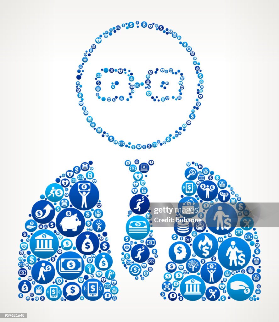 Businessman Face Money Blue Icon Pattern Background