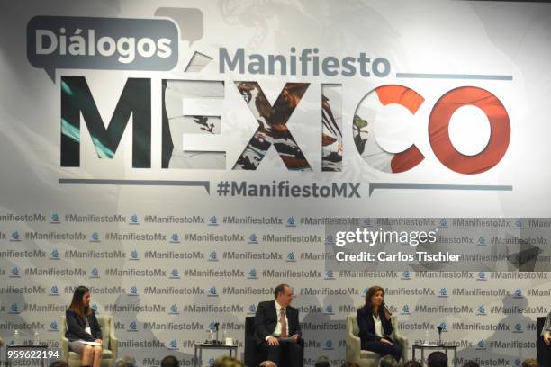 Margarita Zavala, Independent party presidential candidate, speaks during a conference as part of the 'Dialogues: Mexico Manifesto' Event at Hilton...