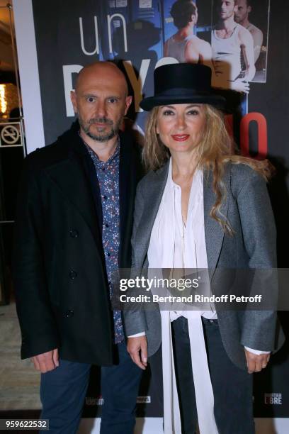 Christelle Chollet and her husband Remy Caccia attend the 'Un Poyo Rojo' Theater Play celebrates its 10th Anniversary at Theatre Antoine on May 17,...