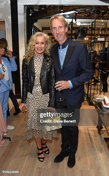 Angie Rutherford and Mike Rutherford attend the launch of The Shop At Bluebird, Carriage Hall, in Covent Garden on May 17, 2018 in London, England.