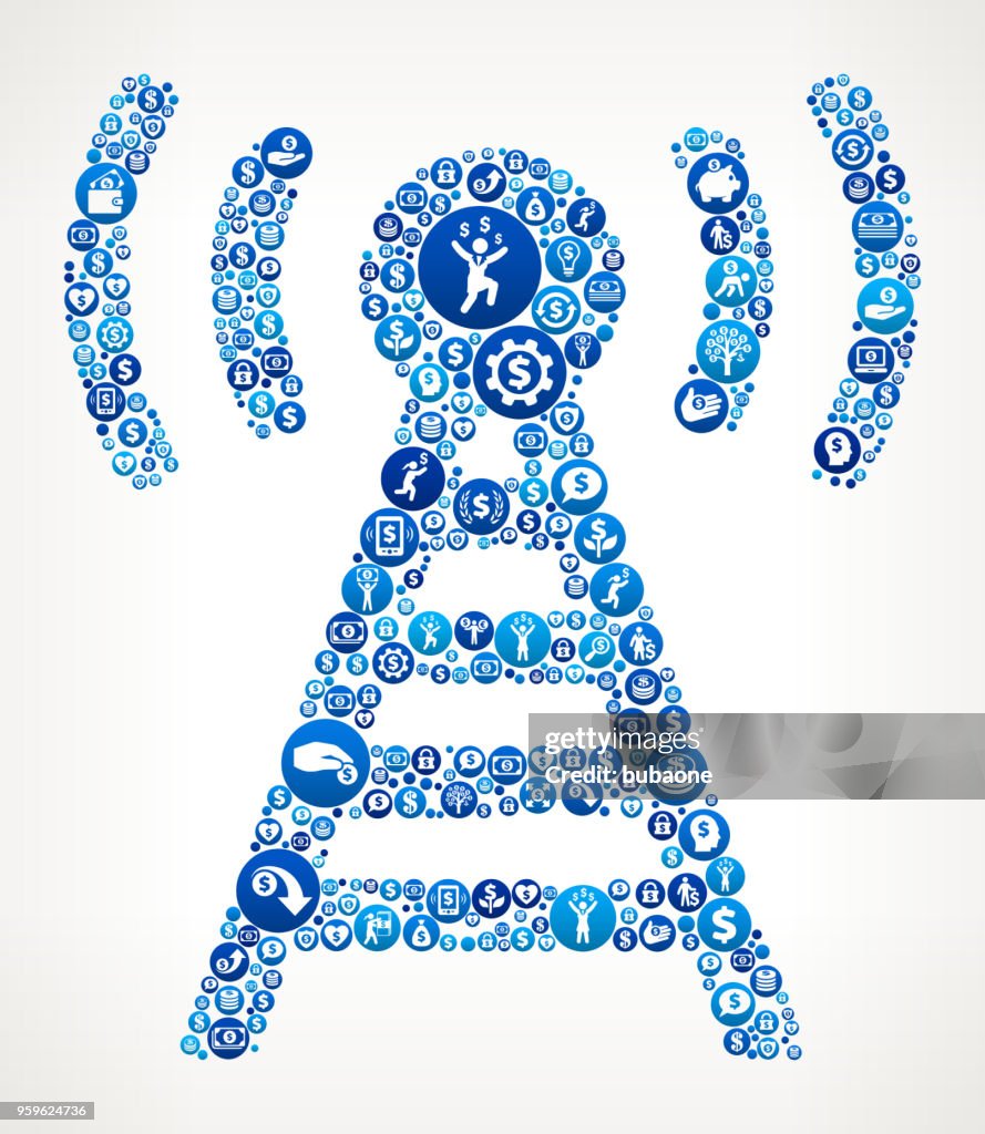 Connection  Money Blue Icon Pattern Background