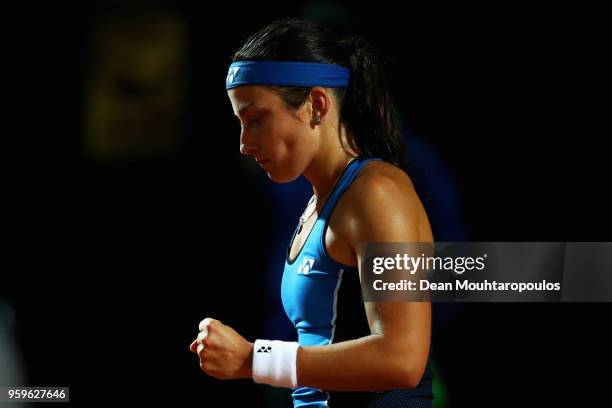 Anastasija Sevastova of Latvia celebrates a point against Caroline Wozniacki of Denmark during day 5 of the Internazionali BNL d'Italia 2018 tennis...