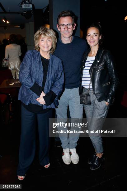 Daniele Thompson, Michel Hazanavicius and Berenice Bejo attend the 'Un Poyo Rojo' Theater Play celebrates its 10th Anniversary at Theatre Antoine on...