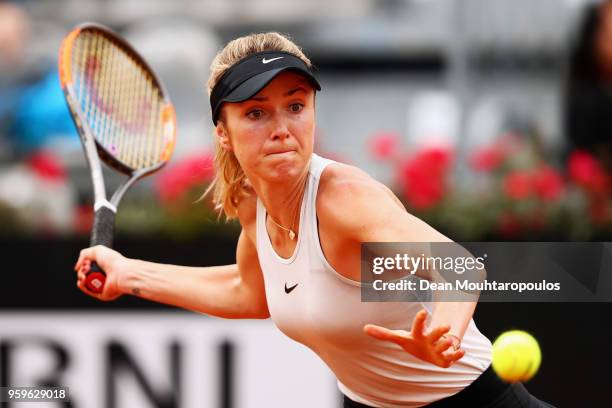 Daria Kasatkina of Russia returns a forehand in her match against Elina Svitolina of Ukraine during day 5 of the Internazionali BNL d'Italia 2018...