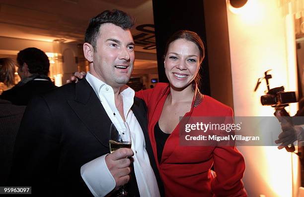 German actress Jessica Schwarz and designer Michael Michalsky attend the after show party during the Michalsky Style Night Fashion Show at...