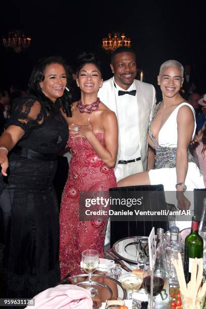 Isabel dos Santos, Nicole Scherzinger, Chris Tucker and Mette Towley attend the amfAR Gala Cannes 2018 dinner at Hotel du Cap-Eden-Roc on May 17,...