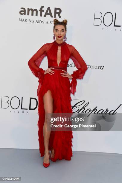 Alina Baikova arrives at the amfAR Gala Cannes 2018 at Hotel du Cap-Eden-Roc on May 17, 2018 in Cap d'Antibes, France.