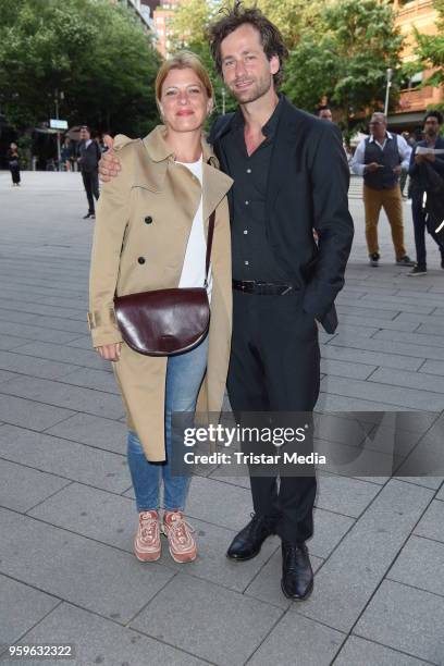 Florian Stetter and his girlfriend Joerdis Triebel during the premiere of 'Flying Illusion' on at Theater am Potsdamer Platz on May 17, 2018 in...