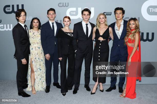 Actor Cole Sprouse, Camila Mendes,Casey Cott, Madelaine Petsch, KJ Apa, Lili Reinhart, Charles Melton and Vanessa Morgan attend the 2018 CW Network...