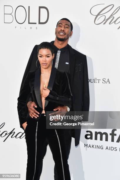 Teyana Taylor and Iman Shumpert arrive at the amfAR Gala Cannes 2018 at Hotel du Cap-Eden-Roc on May 17, 2018 in Cap d'Antibes, France.